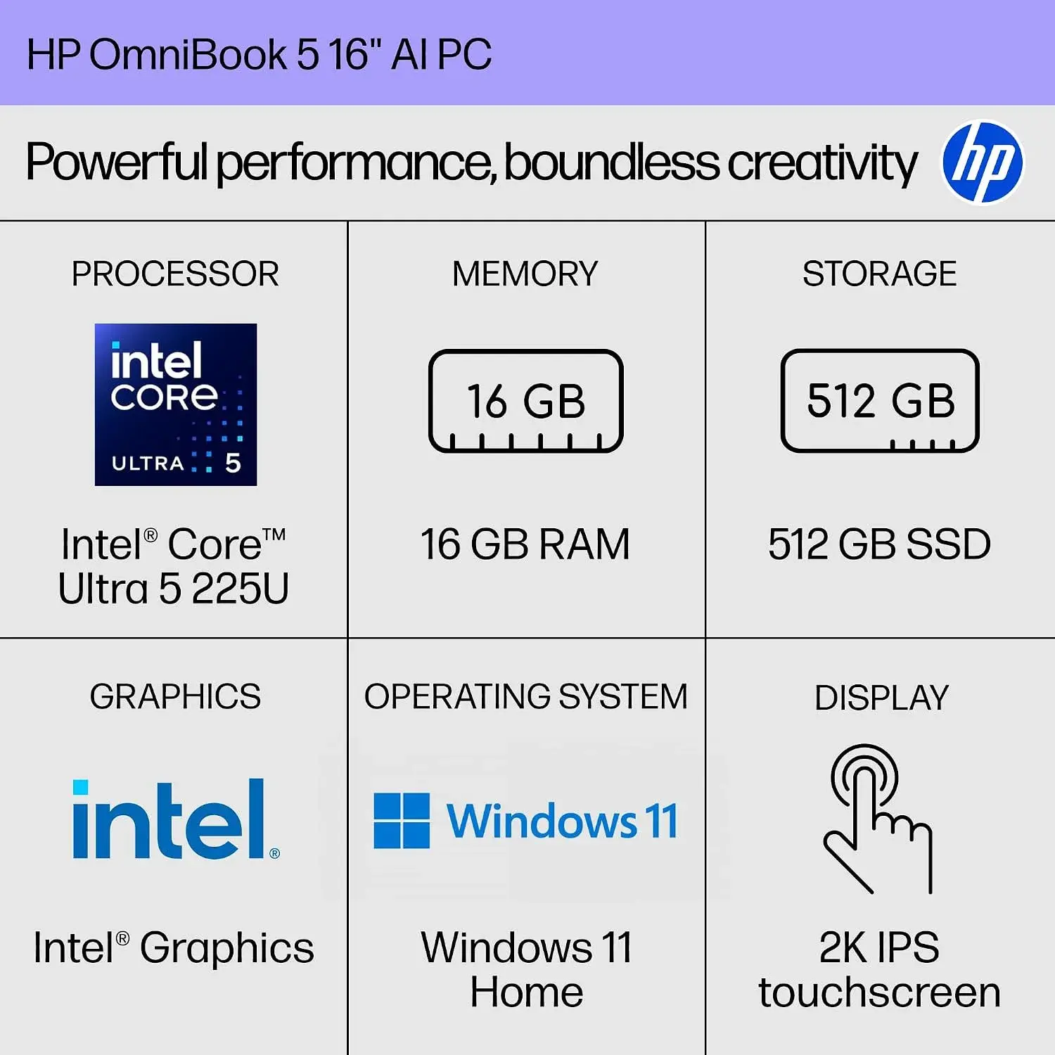 HP OmniBook 5 AI 16" — Intel Core Ultra 5, 16GB RAM, 1TB SSD