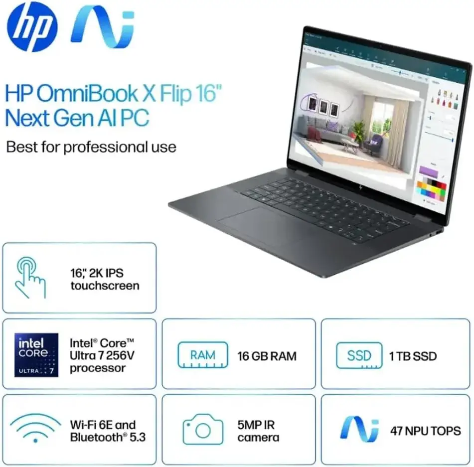 HP OmniBook X Flip 16" Intel Core Ultra 7, 16GB RAM, 1TB SSD — Price in Kenya